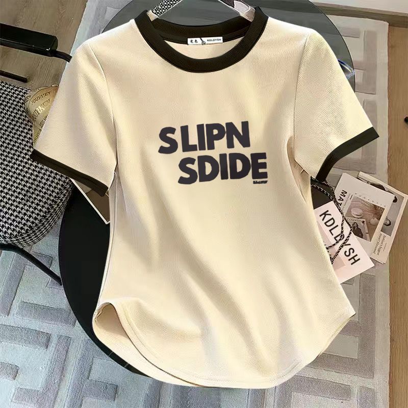 夏の新しいスタイルの曲線美で痩身効果のある女性用半袖Tシャツ、太ったmmの大きいサイズ、ウエスタンスタイルの半袖Tシャツ|undefined