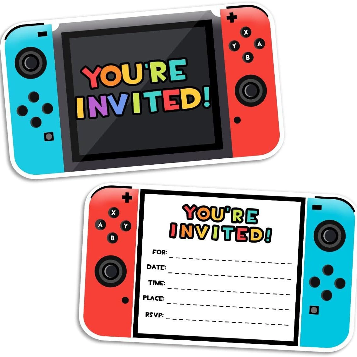 Горячая распродажа Amazon в наличии двусторонний записываемый портативный игровой автомат видеоигра пригласительный билет на день рождения