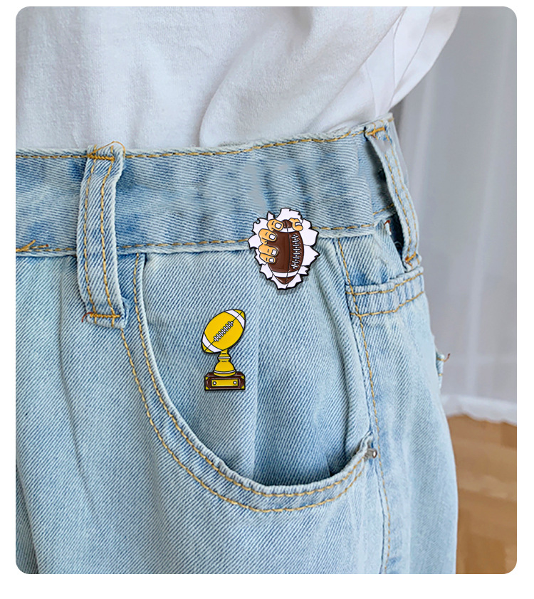 Enamel Craft Cartoon Style Pin Rugby Alloy Enamel Unisex Brooches