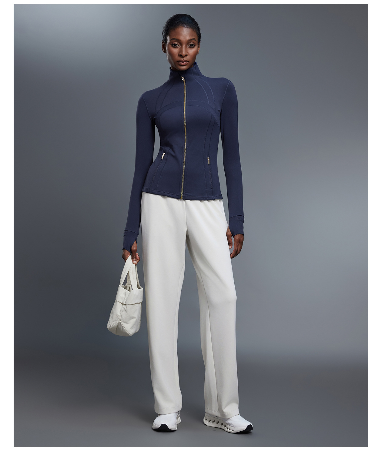 Women's Windproof Stand Up Collar Yoga Jacket Slimming Cardigan Top Tight Fitting Sports Fitness Coat For Running_ecoleips.com