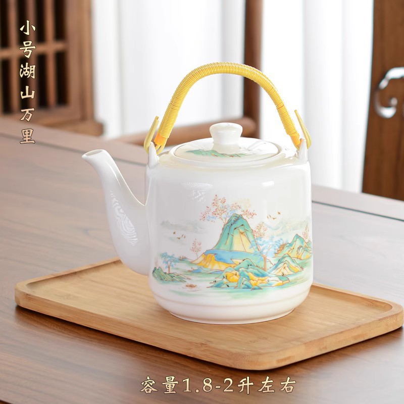 ティーポットセラミック家庭用ケトル大型コールドケトル高温耐性磁器ティーポット大容量コールド景徳鎮シングルポット磁器ティーポット|undefined