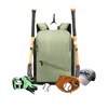 Green baseball sports backpack for leisure, worn on the shoulder