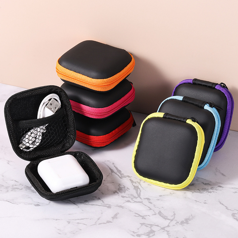 Square earphone bag EVA earphone bag manufacturer earphone storage box data cable storage box wholesale earphone storage bag