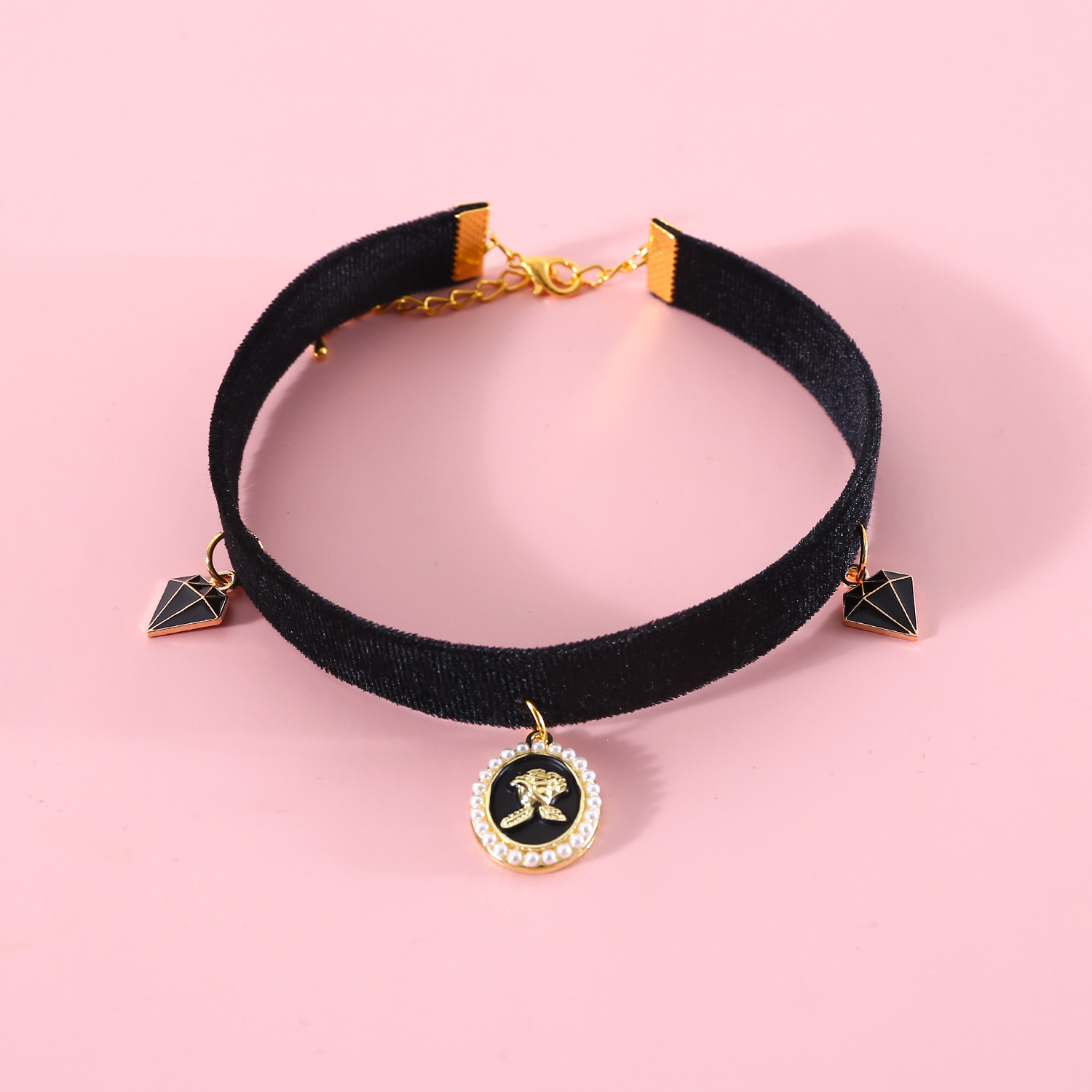 Collar de perlas retro seda de perlas estrellado gato conchas de flores gemas collar collar de colgante de aceite