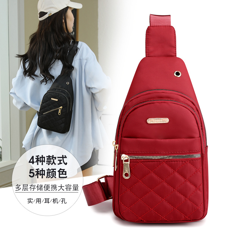 Estilo coreano simple bolsa de pecho de las mujeres nuevo multi-capa de hilo de bordado de gran capacidad bolsa de hombro chica ocio al aire libre bolsa de mensajero