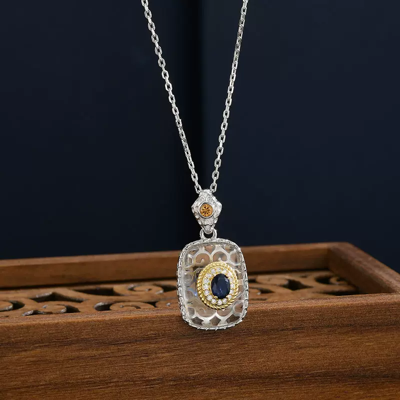 复古精美几何项链吊坠天然轻奢时尚锁骨链小众精致设计高级感