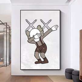 暴力熊公仔kaws挂沙发背景墙壁大幅卡通芝麻街玄关潮牌流行装饰画