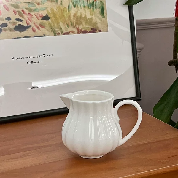 Spot New ins Pearl Light-sensitive Milk Pot Pumpkin Milk Pot Ceramic Small Milk Pot Coffee Utensils Creative Milk Pot