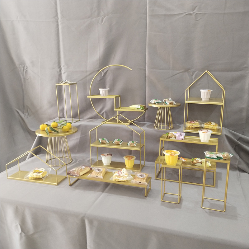 Mesa de postres de estilo europeo, decoración, bandeja de pastel, soporte de exhibición, decoración de bodas, accesorios, mesa de descanso para café, comida fría image 2