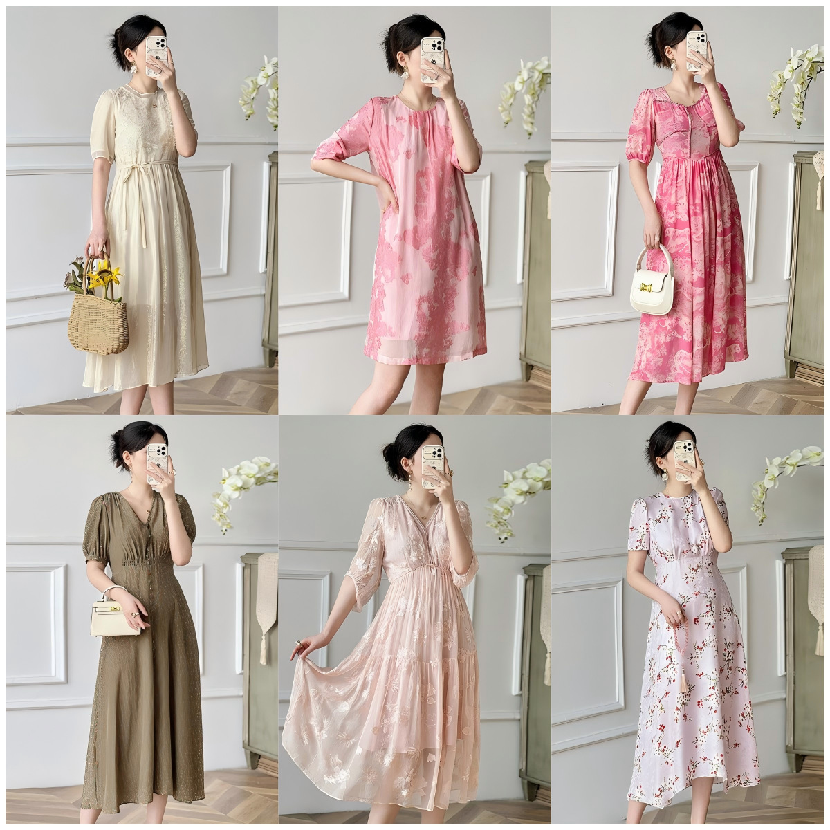 Đầm maxi nữ thắt eo chất lụa tơ tằm mùa xuân hè — 2414203 - Quân đội xanh