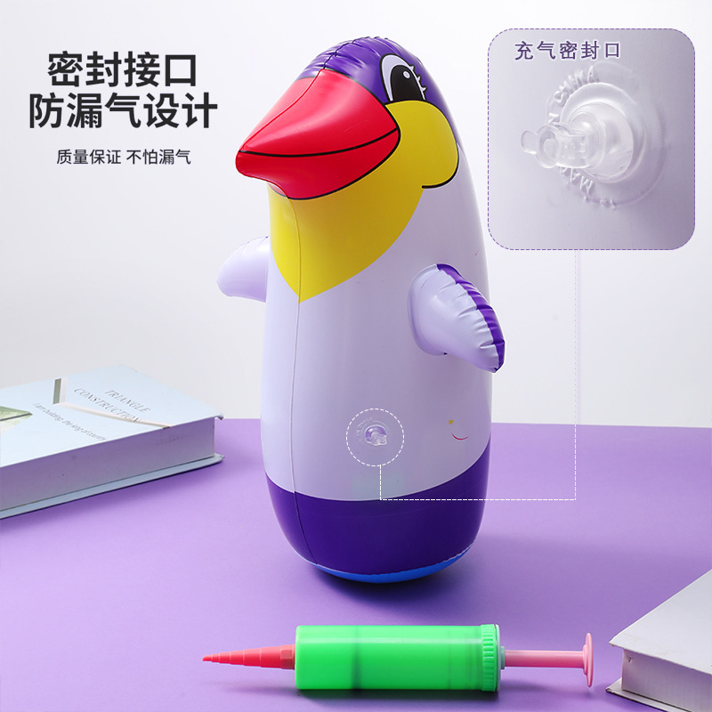 新しい在庫あり小型厚みのある PVC インフレータブルペンギンインフレータブルタンブラー動物漫画ボクシングおもちゃ卸売|undefined