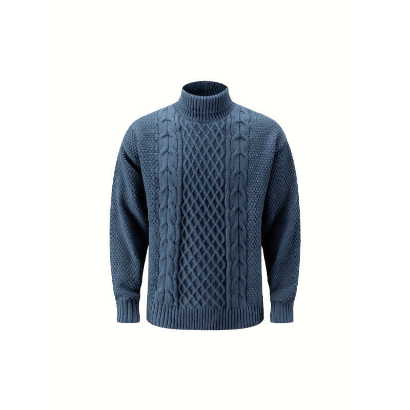 2026 X6493 Cross-Border Dropshipping Turtleneck Knitted Sweater Navy Blue Comfortable Knitted Pullover with