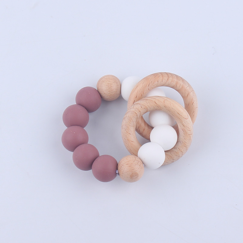 Nuevo bebé suministros mordedor pulsera creativa cuentas de silicona Beech anillo mordida molar pulsera mordedor juguete
