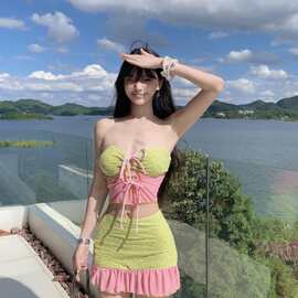 泳衣女纯欲风可爱少女大小胸性感辣妹保守分体三件套比基尼BIKINI