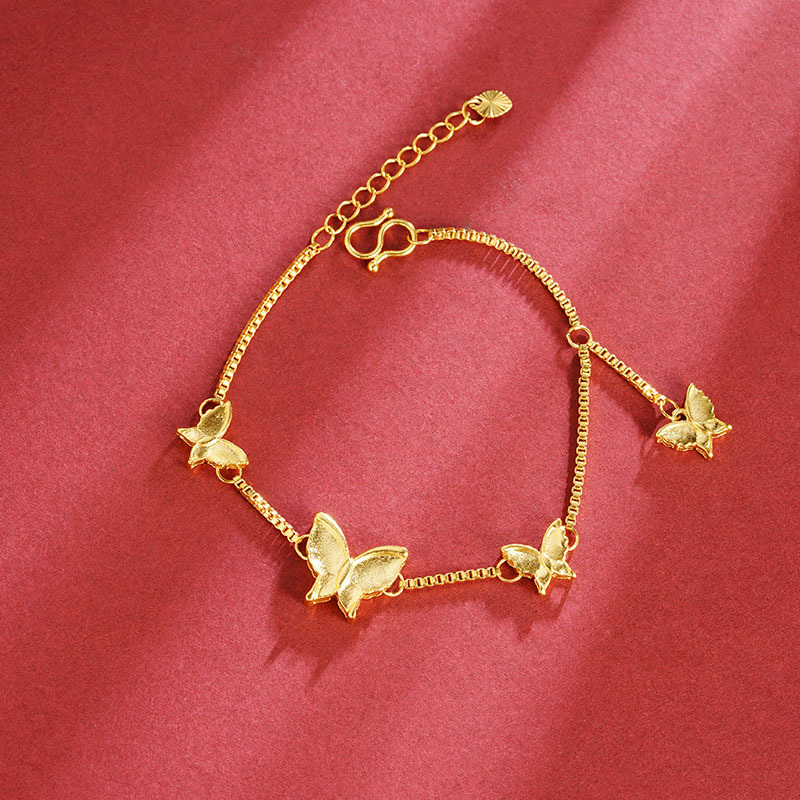 Collar de oro de arena de lujo ligero de diseño de alto nivel mariposa simple pulsera fabricantes de joyería al por mayor