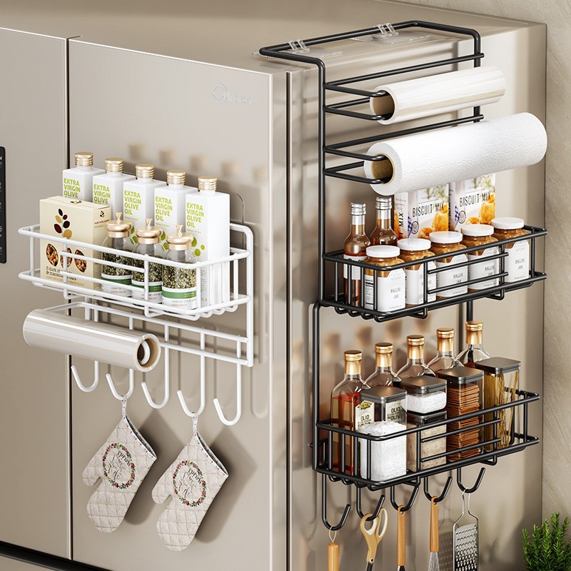 Refrigerator Side Line Storage Rack Kitchen Supplies Multi-layer Storage Rack Refrigerator Side Wall Film Multi-layer Rack