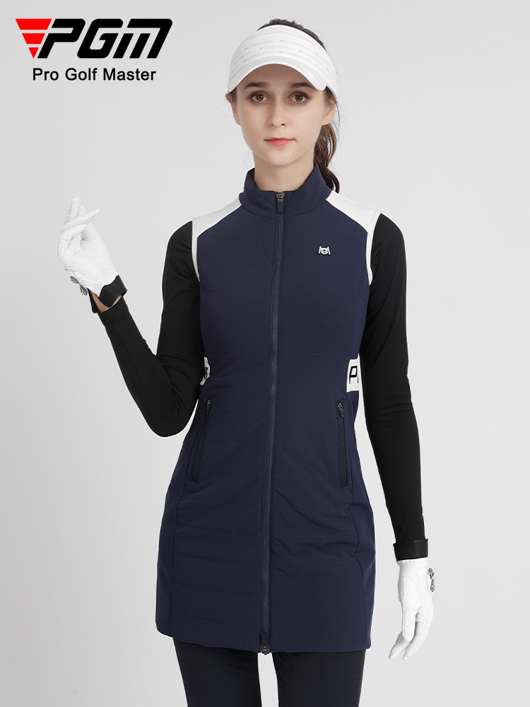 Áo ghi lê dài nữ chơi golf PGM chần bông giữ ấm thu đông — YF499-màu xanh nước biển [chần bông], YF499-Trắng [chần bông]