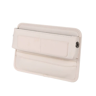 Cross-border car multi-function card storage Car storage bag/box - pocket-straight-row-off-white-3020cm