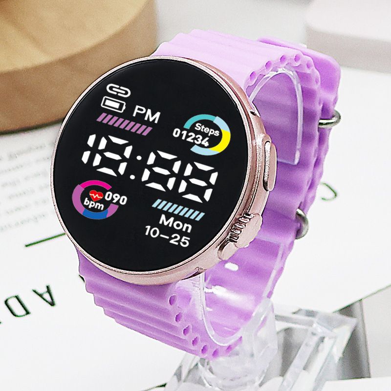 Reloj electrónico LED de moda pareja personalidad cool círculo bicromático mar de deportes de estudiantes de moda reloj electrónico redondo