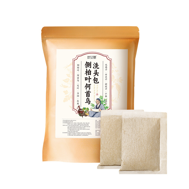 [30 г*20 упаковок/пакет] Лист Platycladus orientalis и пакетик шампуня Polygonum multiflorum