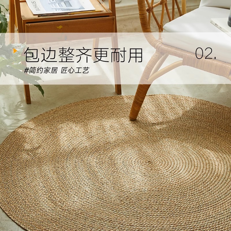 Alfombra de paña trenzada alfombra de puerta de entrada alfombra de paña trenzada redonda gruesa sala de estar dormitorio alfombra de paña hecha a mano