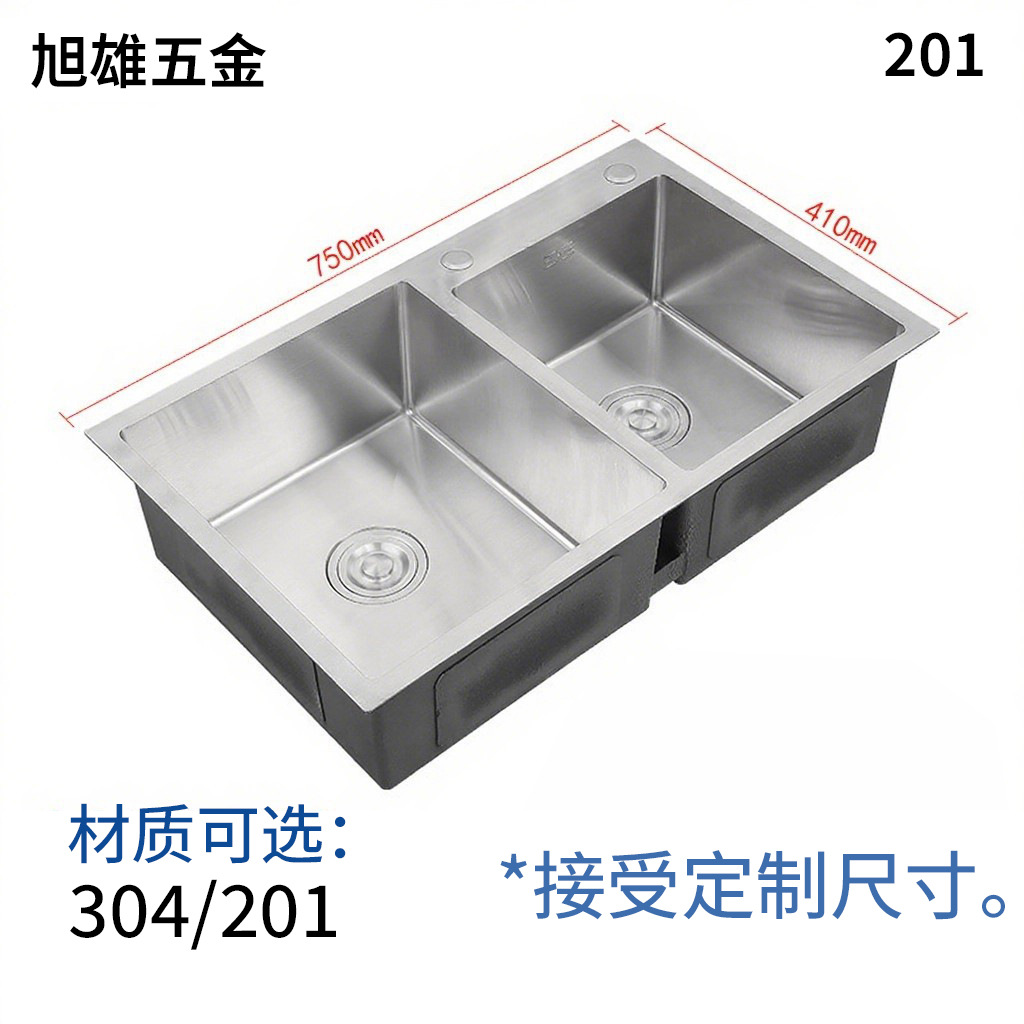 Cocina de acero inoxidable lavabo de acero inoxidable lavabo de doble ranura de una sola ranura lavabo integral espesado lavabo manual lavabo de platos
