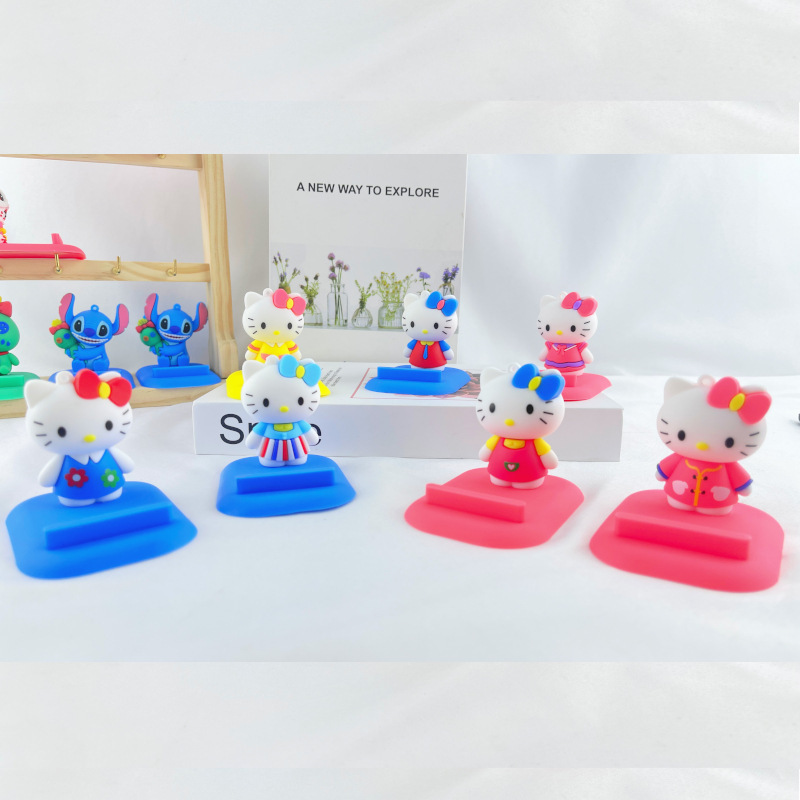 Cartoon Animation KT Cat Lazy Mobile Phone Bracket Doll Decoration Student Tablet Desktop Bracket Blind Box Gift Wholesale