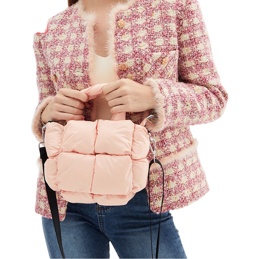 Nuevo tamaño pequeño abajo bolso de hombro de algodón diseño simple suave bolsa de mensajero Plaid lleno bolso de hombro bolso de las mujeres