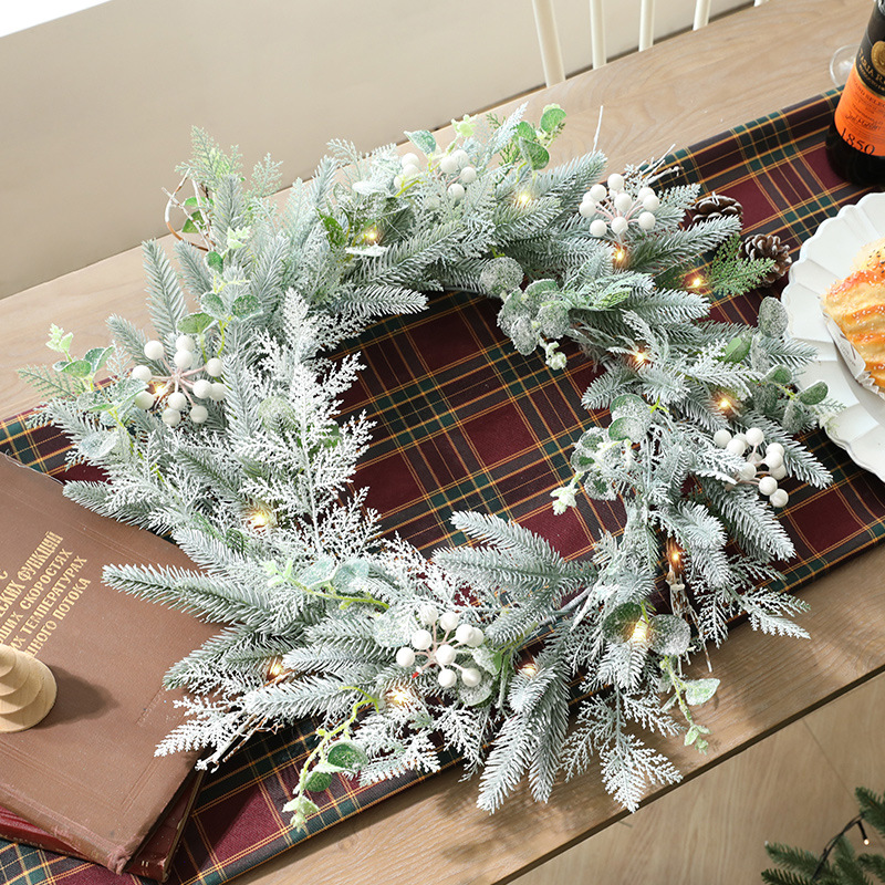 Guirnalda navideña mixta de PE Gangheng de 50 cm, decoración de nieve, guirnalda colgante, decoración de escena, decoración de puerta, adornos colgantes