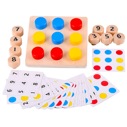 Fun screw-twisting number color matching game children's educational hand-eye coordination training wooden toys wholesale