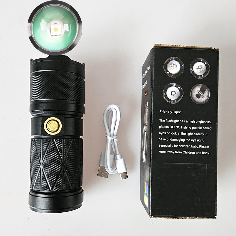 Nuevo fotógrafo de cuatro colores zoom antorcha láser blanca recargable maquillaje en vivo de emisión remota luz super brillante