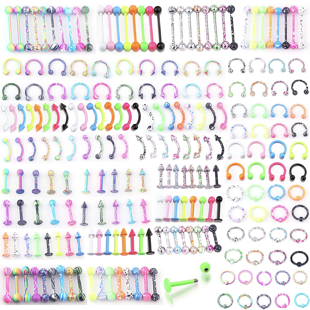10 multi-color de acero inoxidable pintura nariz anillo ceja uñas C-tipo oído hueso uñas CBR anillo europeo y americano Venta caliente labio uñas piercing joyería