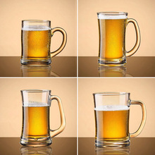 班尼精酿啤酒杯创意收腰带把手杯子透明玻璃扎啤杯小蛮腰茶饮杯