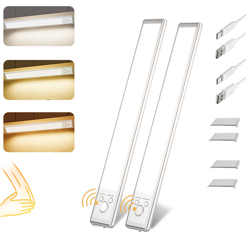 Cross-Border Under-Cabinet Light with Human Body Sensor, Three Color Temperatures, Magnetic Night Light, Table Lamp, Rechargeable Led Light Strip, Smart Cross-Border Under-Cabinet Light with Human Body Sensor, Three Color Temperatures, Magnetic Night Light, Table Lamp, Rechargeable Led Light Strip, Smart
