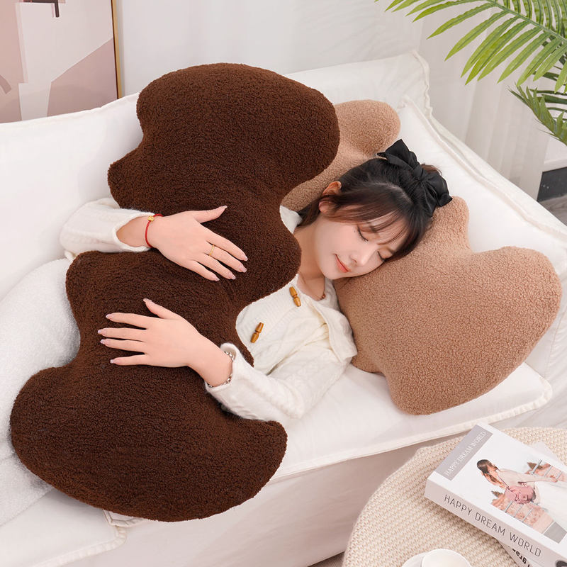 Creative Simple Mori L-shaped Wave Pillow Soft Teddy Velvet Office Nap Pillow Cushion Pillow Removable and Washable