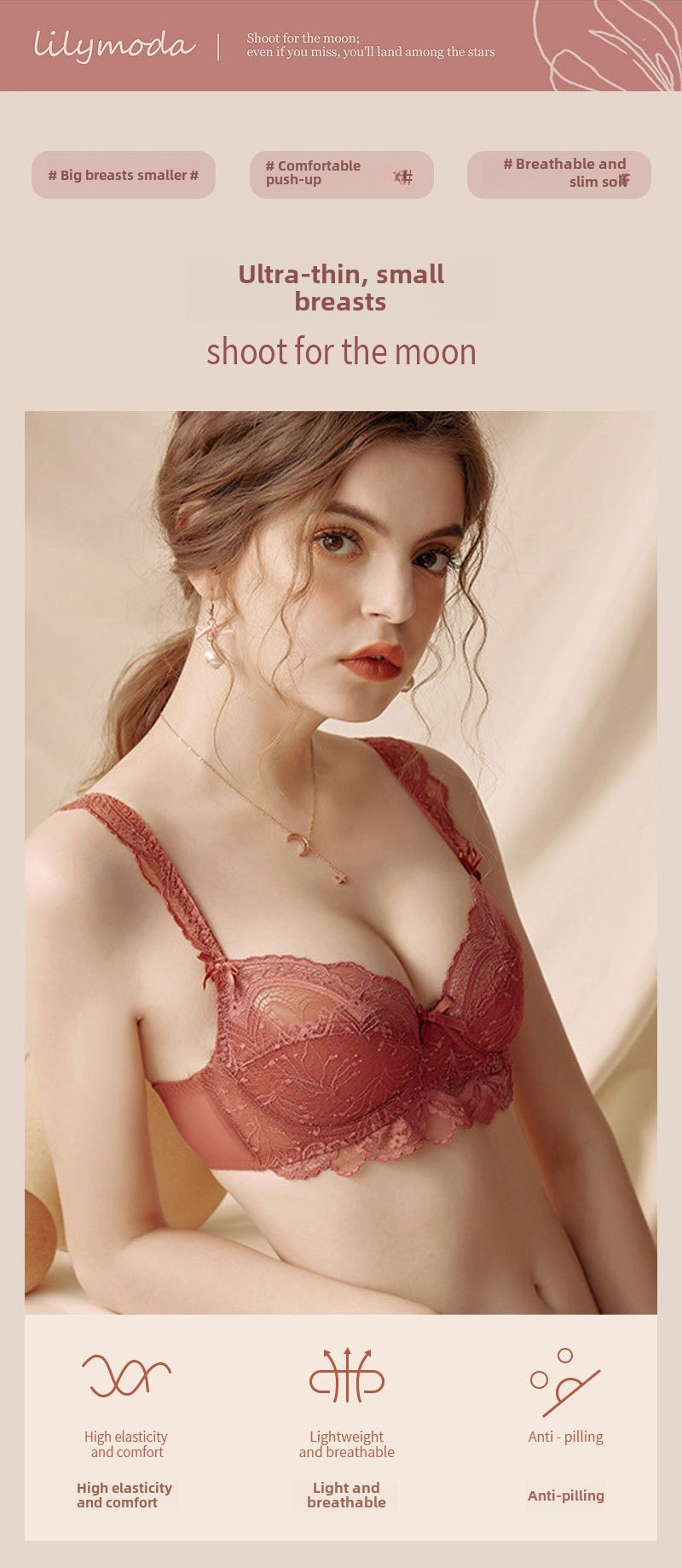 Soutien-gorge transfrontalier en dentelle sexy pour femme, ensemble de sous-vêtements, soutien-gorge push-up fin, grande poitrine_voghion.com