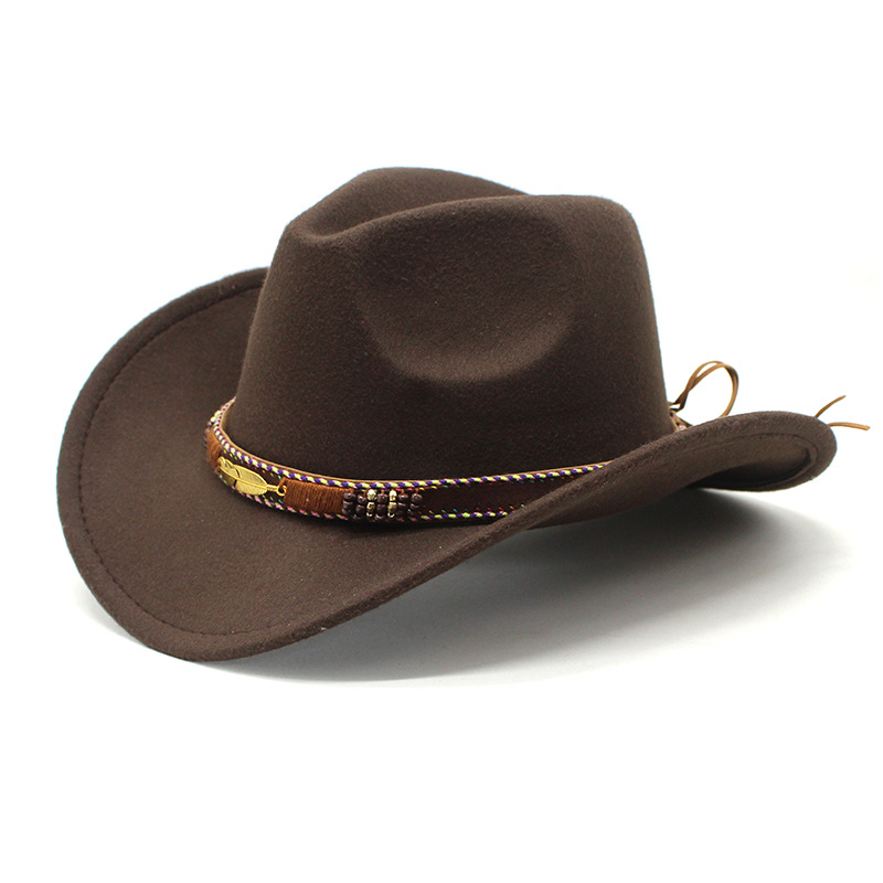 Unisex Retro Cowboy Style Solid Color Flat Eaves Fedora Hat display picture 6
