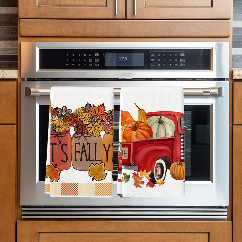Autumn Dish Towel Variety Pumpkin Bottle Maple Truck Dwarf Kitchen Towel