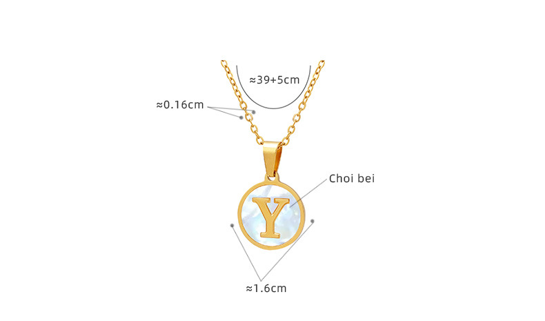 Fashion Letter Titanium Steel Plating Shell Pendant Necklace