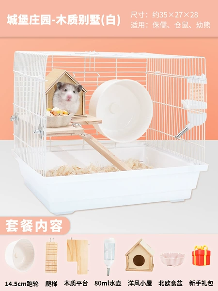 Castle, wooden villa, set