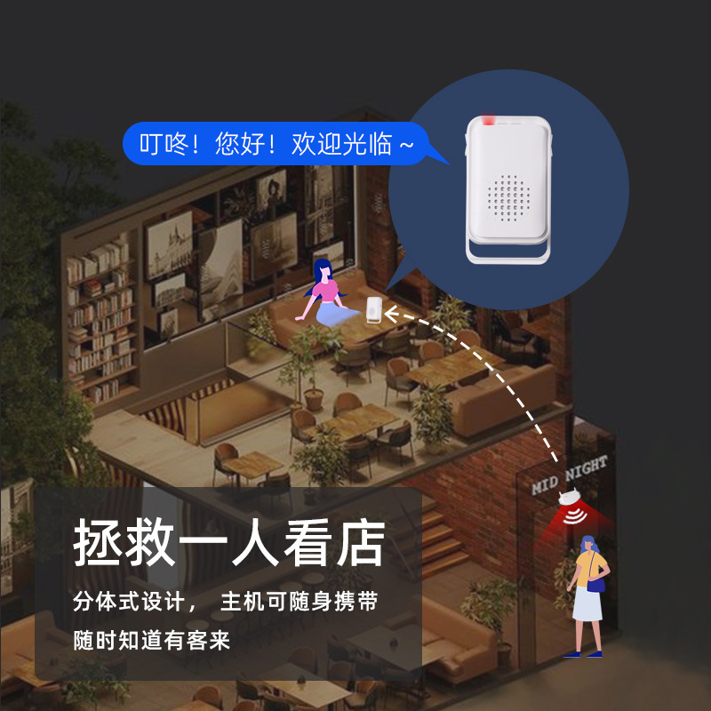 店舗へようこそドンドンのドアベルが入り口の赤外線センサーの分離式スマート無線ホテルの迎賓器に入ります。|undefined