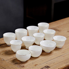 徳化羊脂玉工夫ティーカップ純白品茗杯陶磁器主人杯シングルカップ家庭用茶器茶碗小カップ