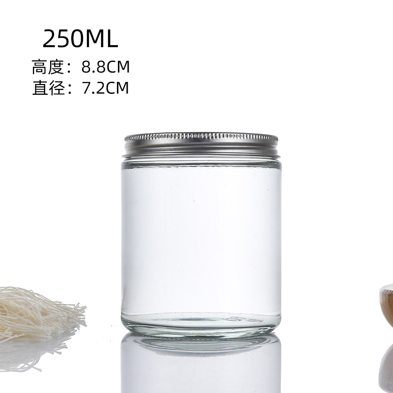 250ml taza de vela de vidrio marrón aromaterapia diy taza vacía con tapa botella de vela de vidrio transparente candelero fragancia taza vacía