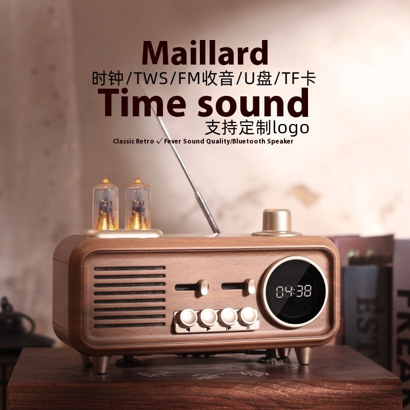 Transfronterizos retro altavoces bluetooth luces de atmósfera subwoofer adornos de regalo reloj pequeño altavoz de radio sonido bluetooth