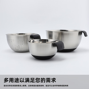 Stainless Steel Cooking Basin with Scale, Salad Basin, Mixing Basin, Deepened Egg Beater Basin, Baked Fruit Bowl, Fruit Plate, Edgeless