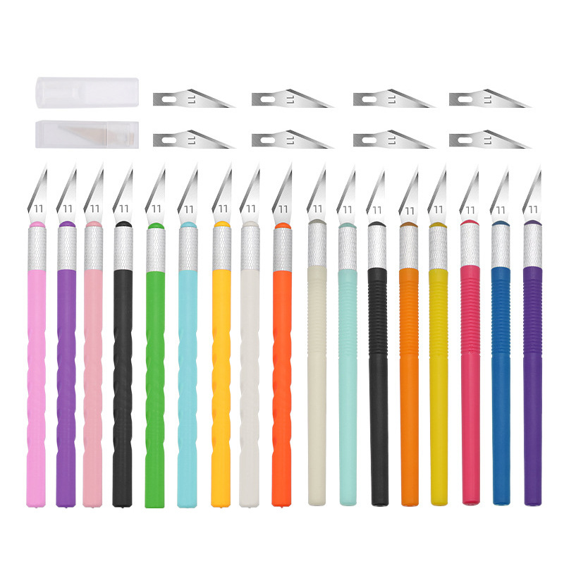 塑柄铝夹美工雕刻刀学生刻画雕刻笔diy手账剪纸刀手工刻刀笔刀