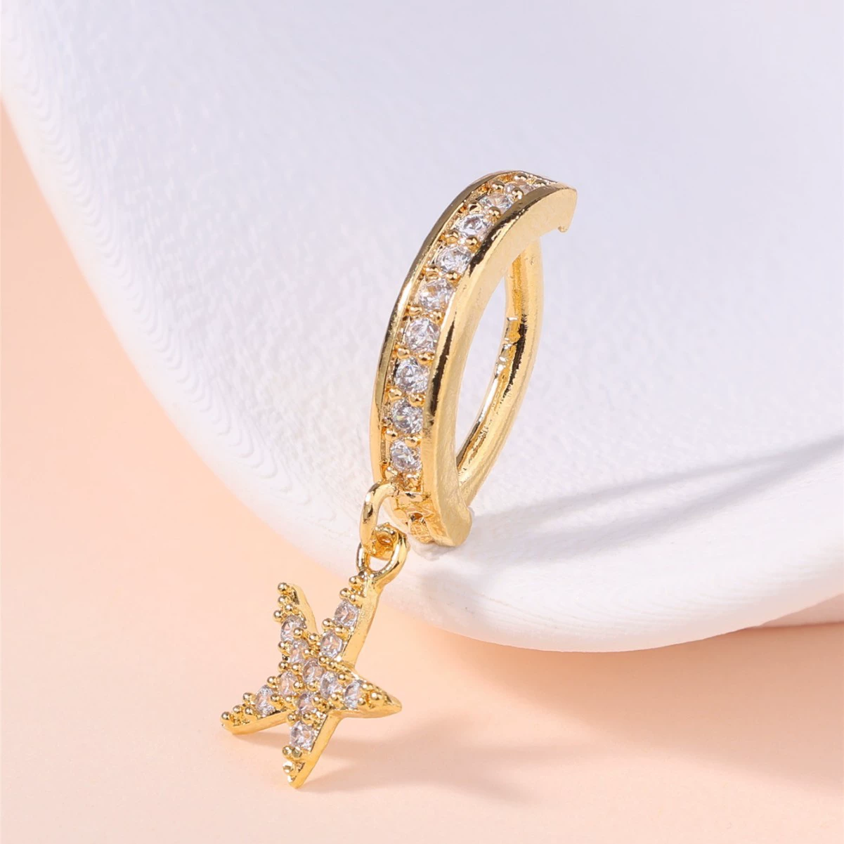 Европейские и американские пирсинг ювелирные изделия пупка кольцо экологически чистое медное покрытие 18 каратное золото женщины Y2K морская звезда циркон подвеска пупка подвеска
