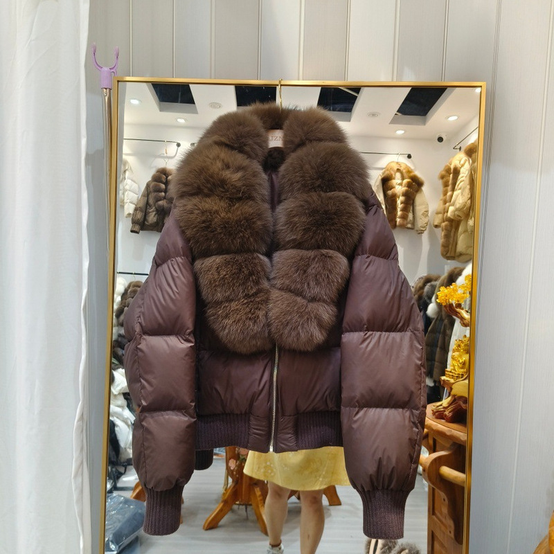 Pinghu Winter New Style Natural Real Fox Fur Large Fur Collar High-End down Jacket for Women, Thickened and Warm, Loose Fur Coat Pinghu Winter New Style Natural Real Fox Fur Large Fur Collar High-End down Jacket for Women, Thickened and Warm, Loose Fur Coat