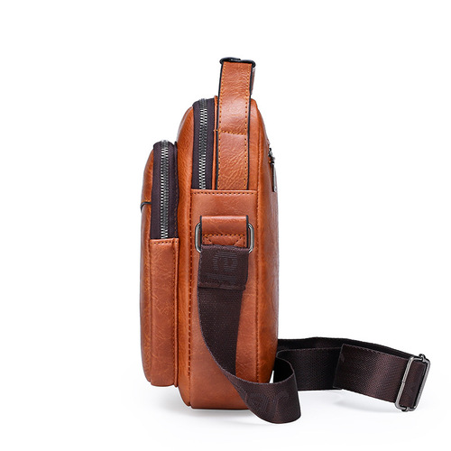  New Men's Crossbody Bag Fashion PU Leather Retro Large Capacity Shoulder Bag Men's Handbag Travel Backpack