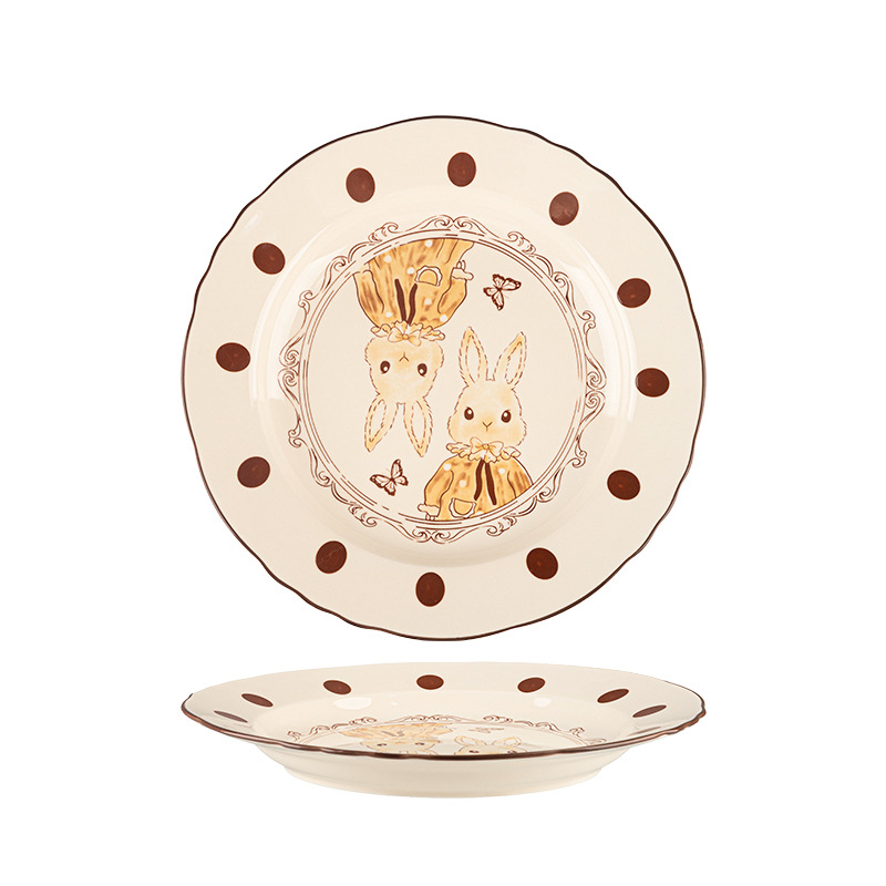 Hepburn Conejo encantador y cálido cubiertos de cerámica de alto valor de la cara set de platos de cerámica de bodas regalos caseros tazón de cerámica image 6